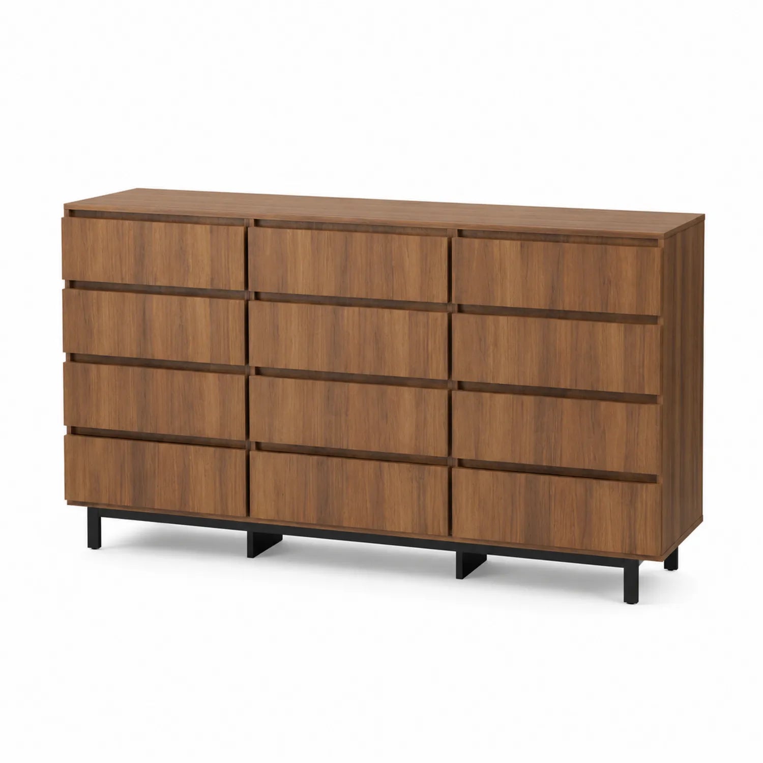 Commode en bois avec 10 tiroirs 150 cm Noyer