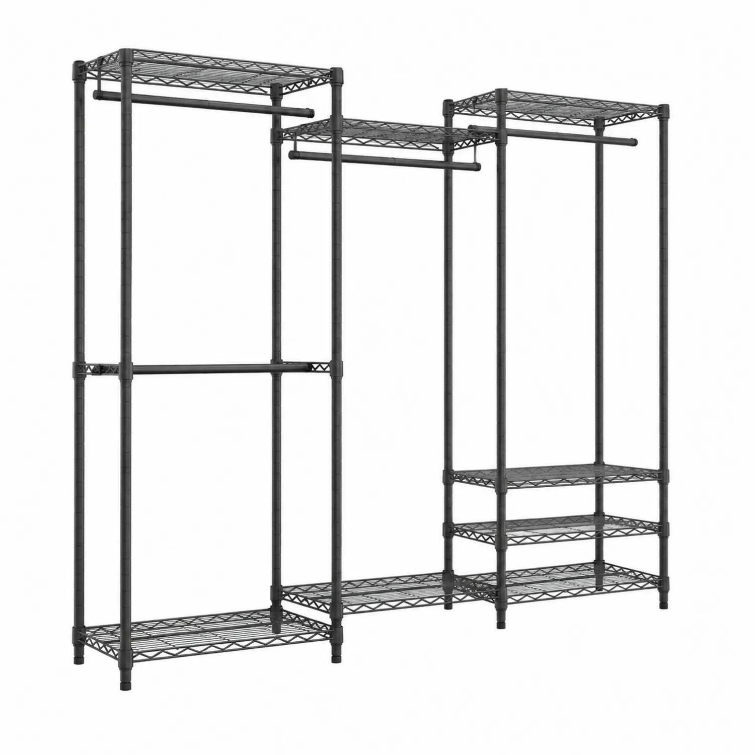 Penderie modulaire en métal noir 210x160x45cm avec étagères