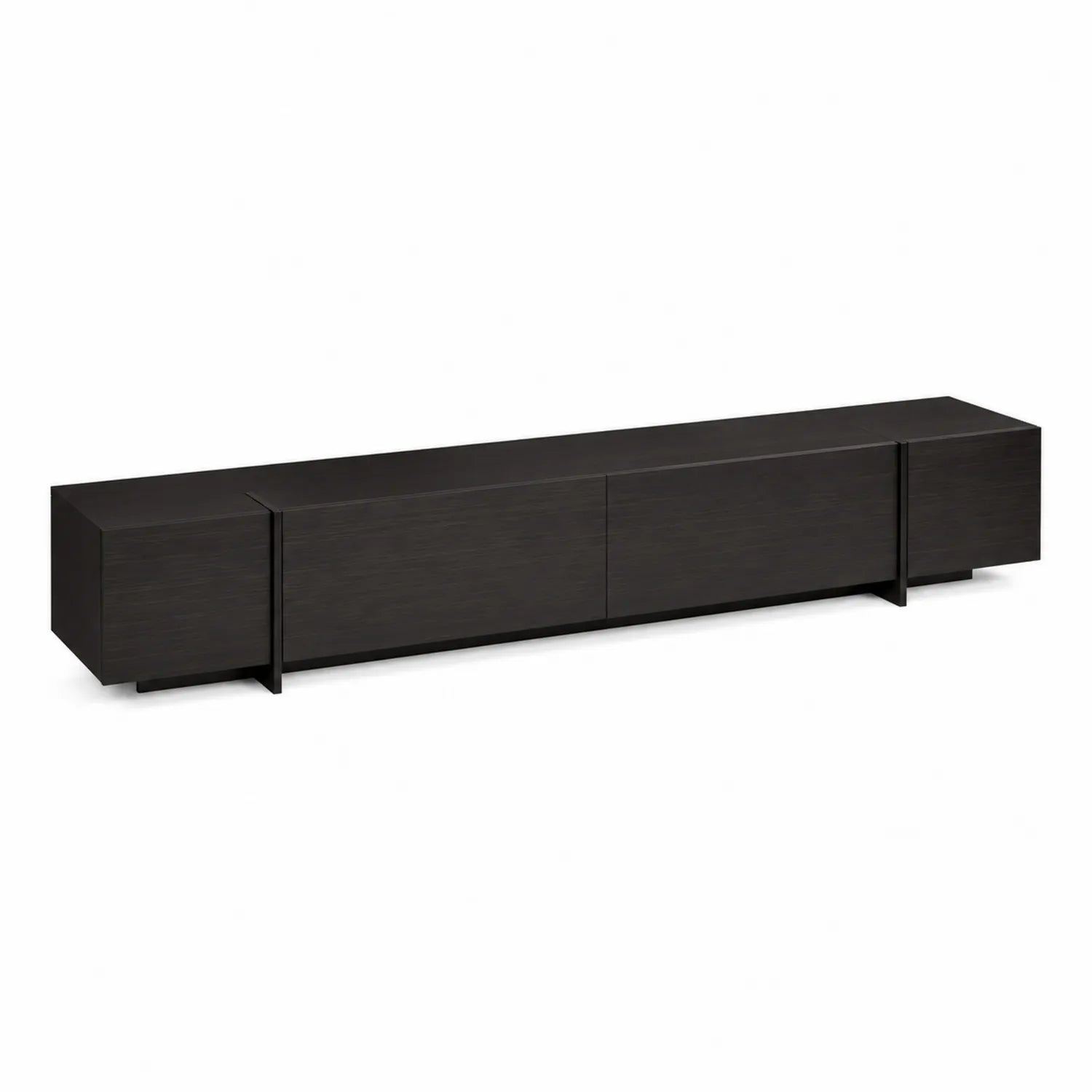 Meuble TV bas rectangulaire en bois MDF noir 180x40x20cm