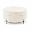 Pouf rond en velours avec pieds en métal noir