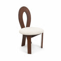 Chaise en Bois Massif avec Assise en Tissu Bouclé Blanc