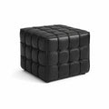 Pouf carré en cuir Noir 40x40x40 cm