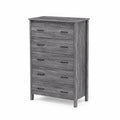 Commode haute 5 tiroirs bois composite Gris