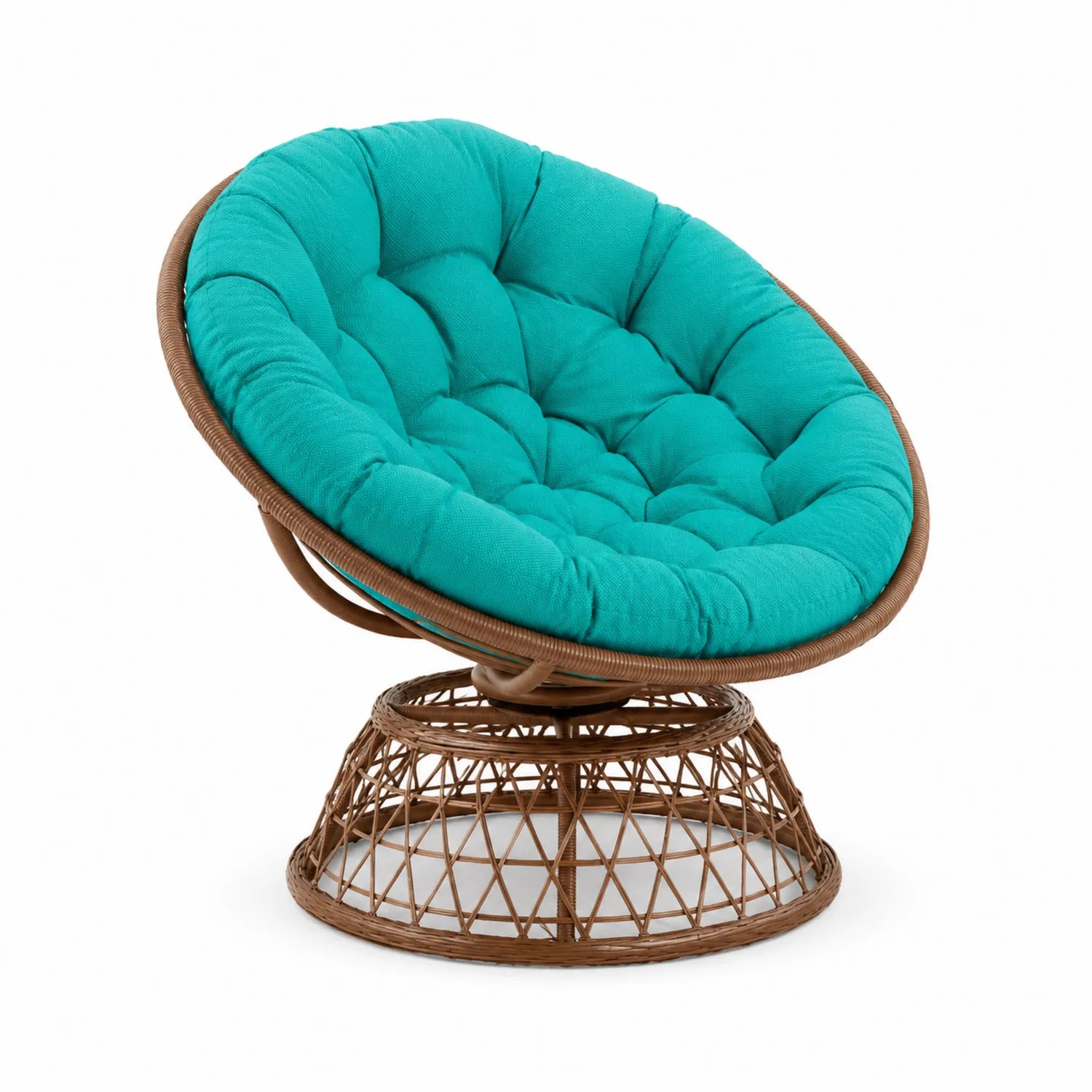 Fauteuil en rotin avec coussin turquoise