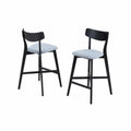 Ensemble de 2 tabourets de bar en bois avec assise en tissu Bleu clair