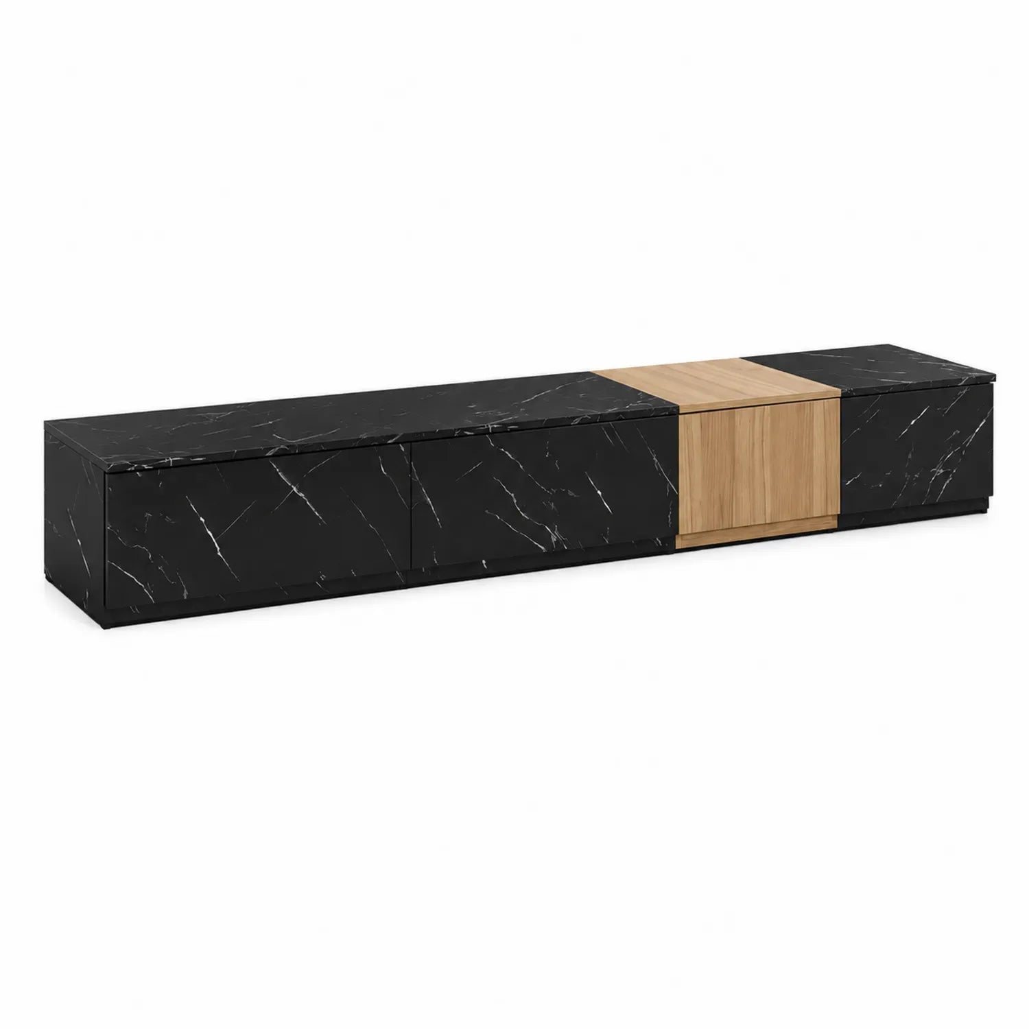 Meuble TV en marbre et bois 200x40x35 cm