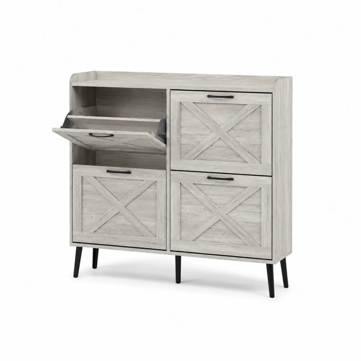 Armoire à chaussures en bois et métal Gris