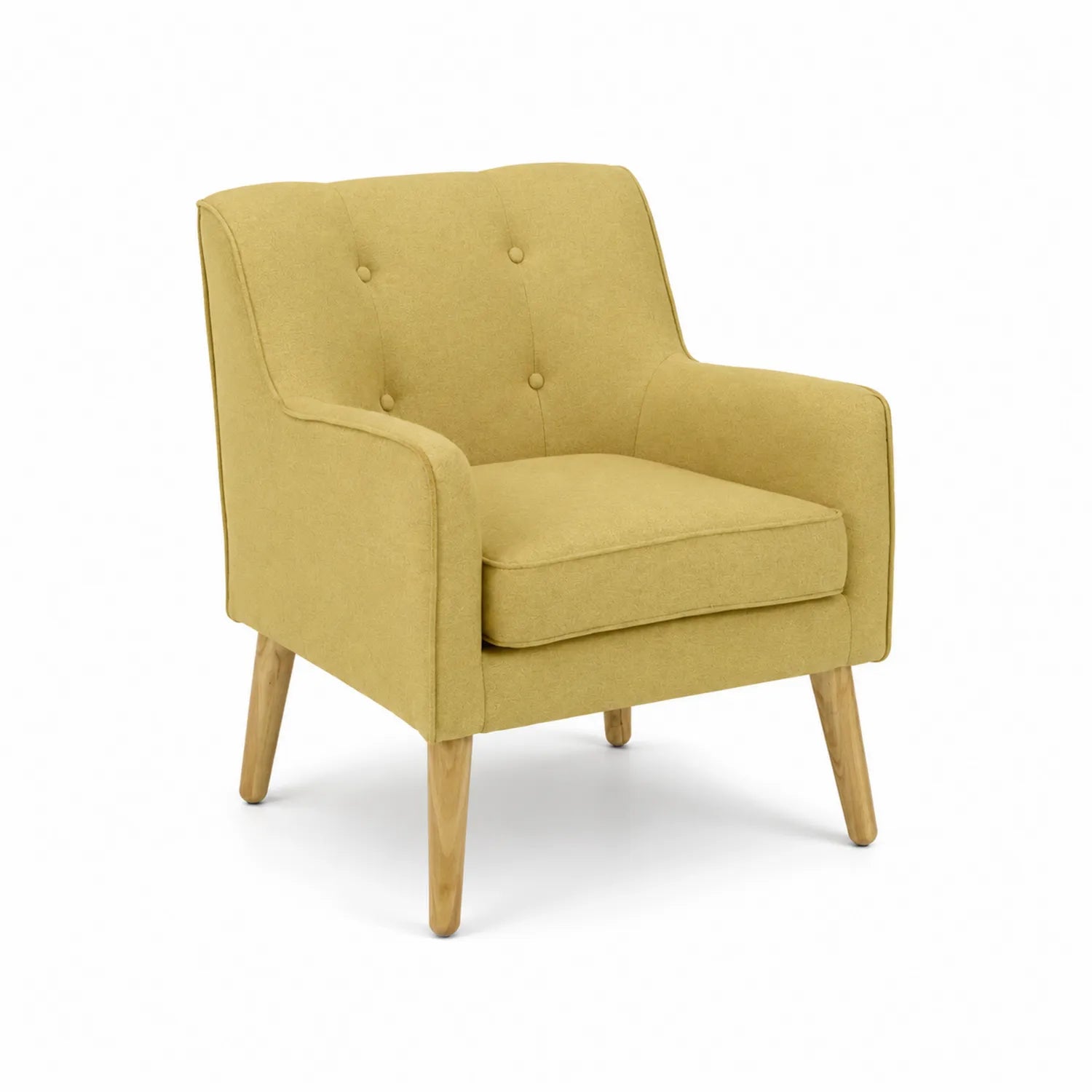 Fauteuil en tissu polyester avec pieds en bois de hêtre Jaune