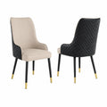 Chaise en PU beige et noir avec pieds en métal doré