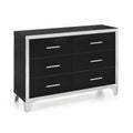 Commode en Noir et Argent avec 6 Tiroirs en Métal et MDF