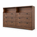 Commode en Bois avec 8 Tiroirs Chêne Foncé 120x80x40cm