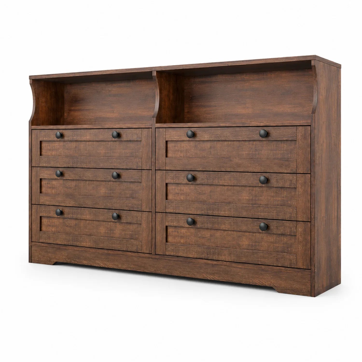 Commode en Bois avec 8 Tiroirs Chêne Foncé 120x80x40cm