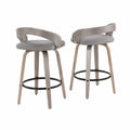Lot de 2 tabourets de bar en bois et tissu gris