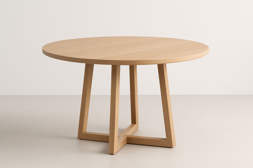 Round Wooden Dining Table with Natural Finish