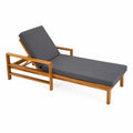 Chaise longue en bois avec coussin en polyester gris