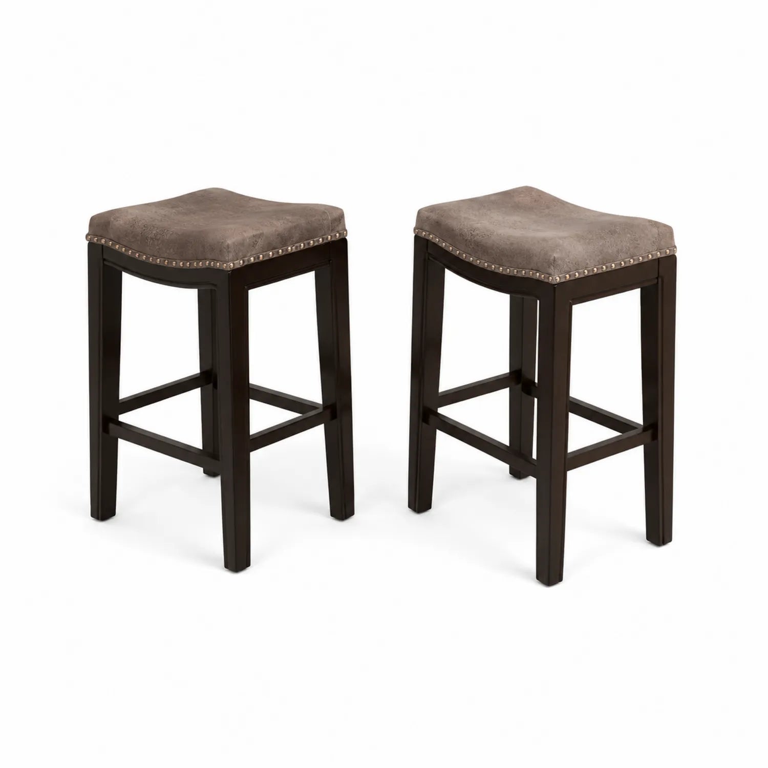 Set de 2 tabourets de bar en bois et similicuir 75 cm