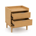 Table de chevet en bois de chêne avec 2 tiroirs