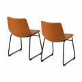 Lot de 2 chaises en cuir synthétique marron avec cadre en métal