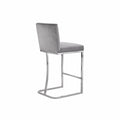 Tabouret de bar en velours Gris avec structure en métal