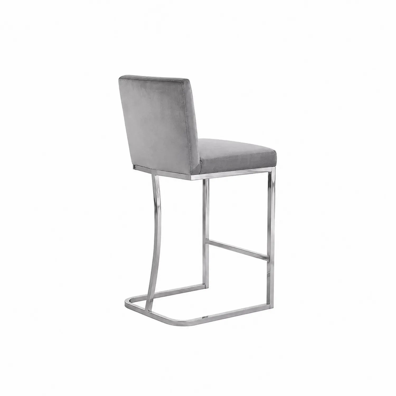 Tabouret de bar en velours Gris avec structure en métal