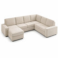 Canapé d'angle modulable en tissu Beige