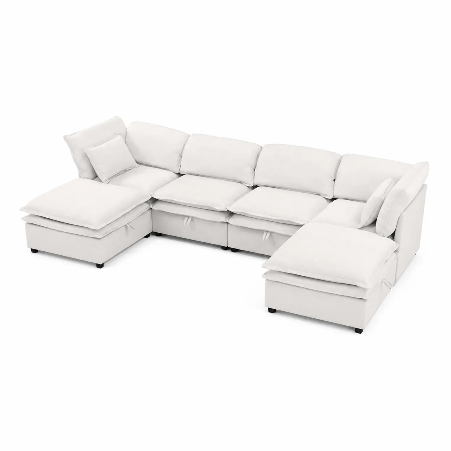 Canapé d'angle modulable en U en tissu Blanc