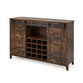 Buffet en Bois avec Portes Coulissantes et Porte-Bouteilles