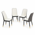 Chaises de salle à manger en cuir PU blanc et gris, ensemble de 4