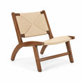 Chaise en bois avec assise et dossier en fibre naturelle