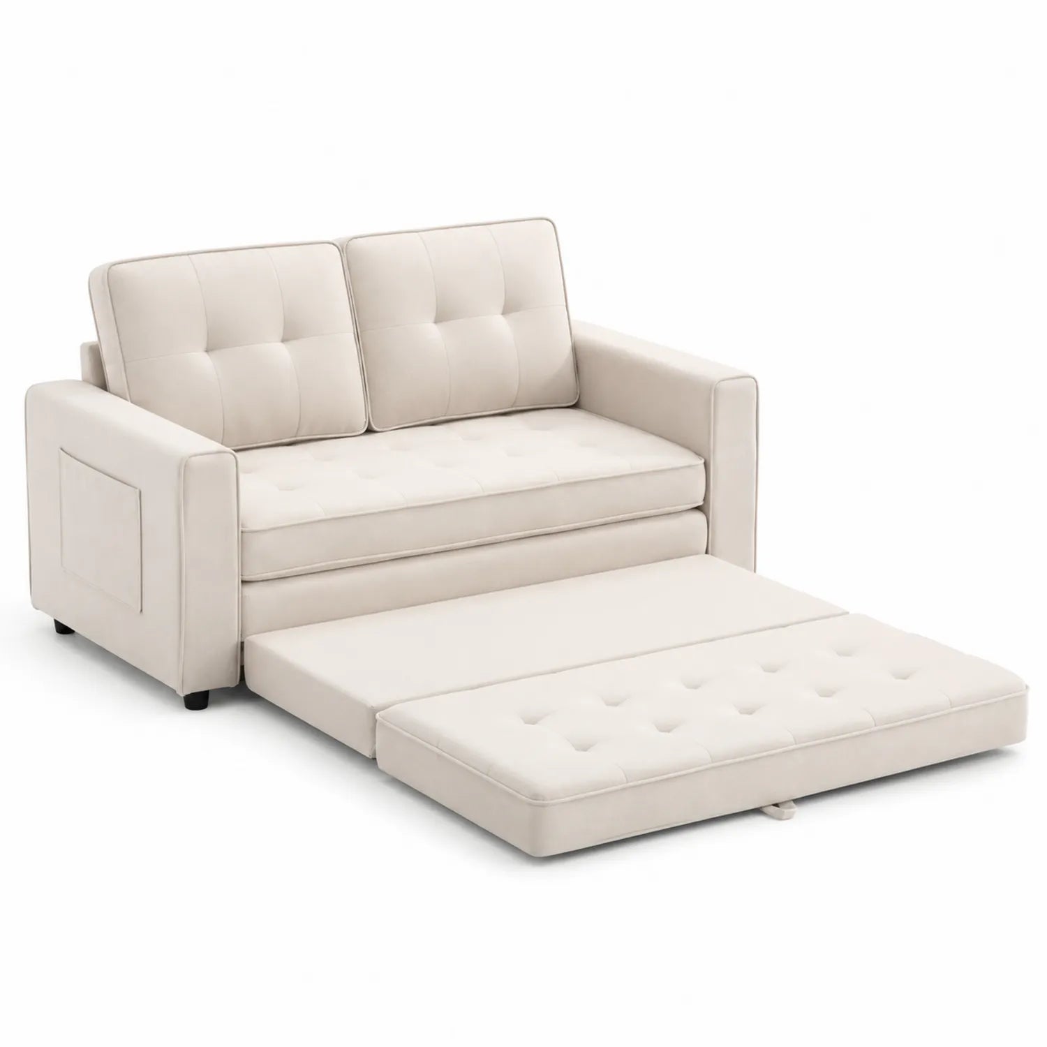 Canapé convertible 2 places en cuir synthétique Beige