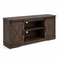Meuble TV en bois et métal avec portes coulissantes 140 cm Marron