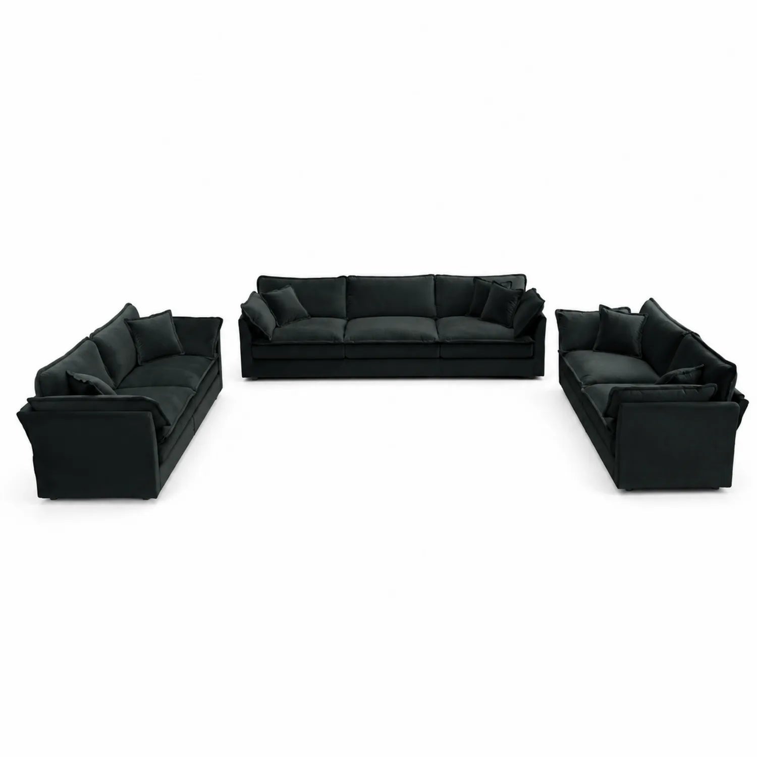 Ensemble de Canapés en Tissu Noir 2+3+2 Places