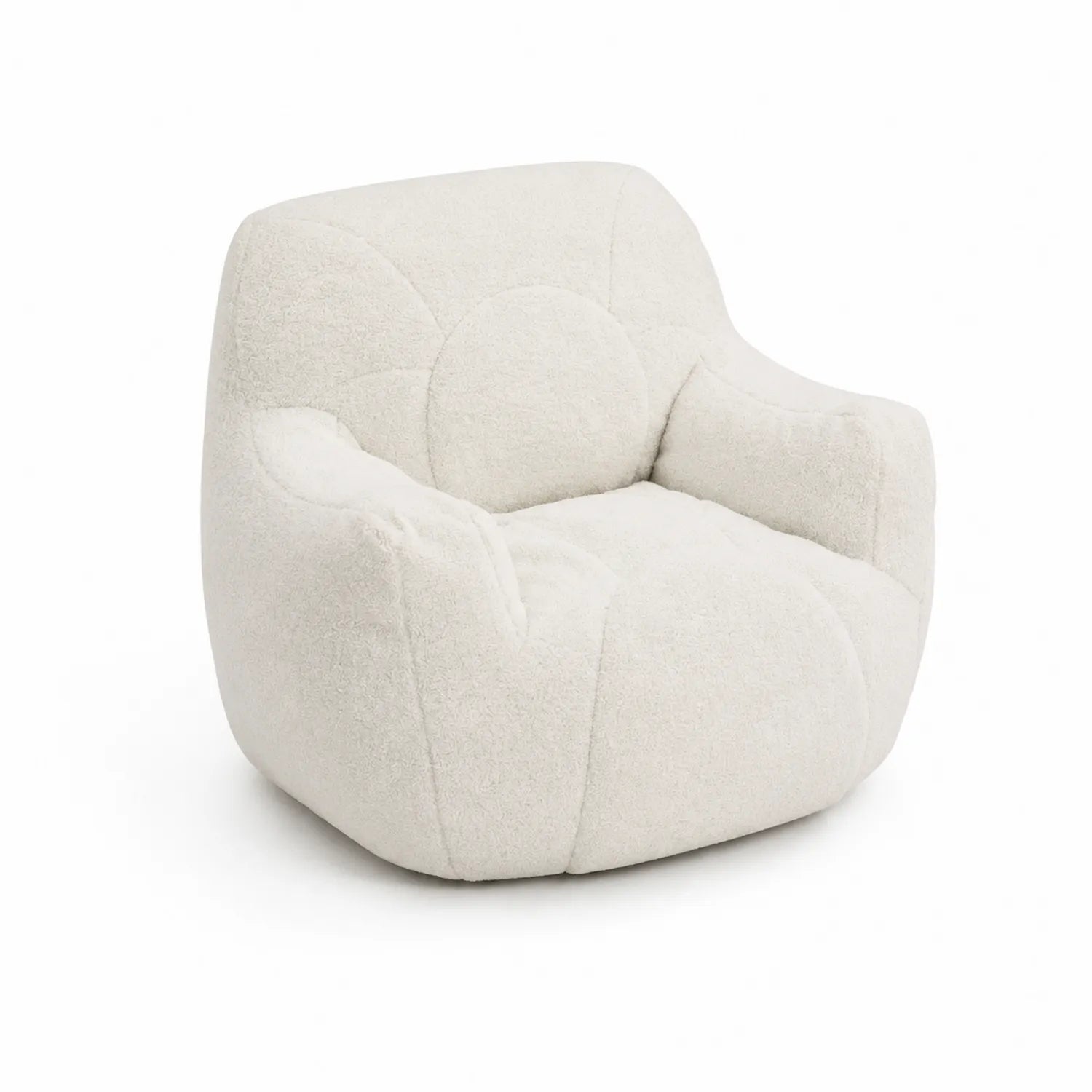 Fauteuil en tissu bouclette blanc