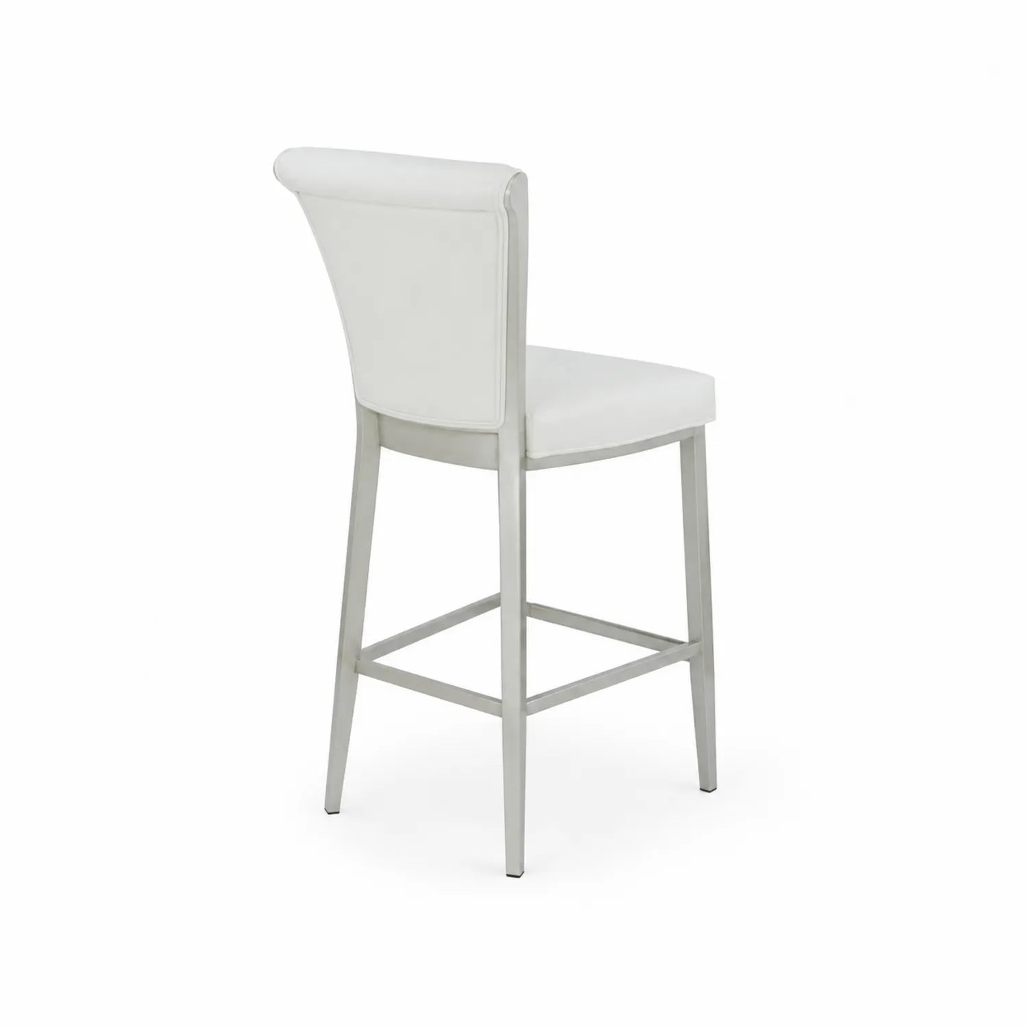 Tabouret de bar en métal et cuir synthétique blanc, hauteur 110 cm