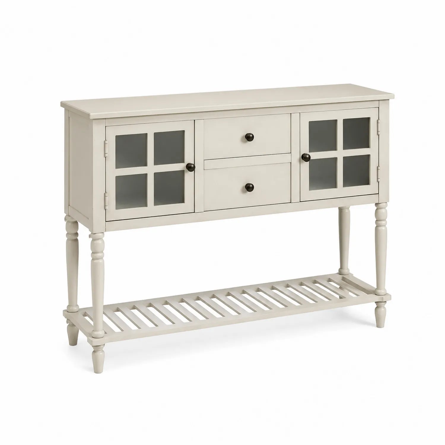 Buffet en Bois et Verre Trempé Blanc