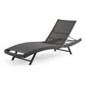 Chaise longue extérieure en résine tressée noir 200x70x35cm