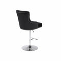 Chaise de bar en velours noir avec base en métal chromé