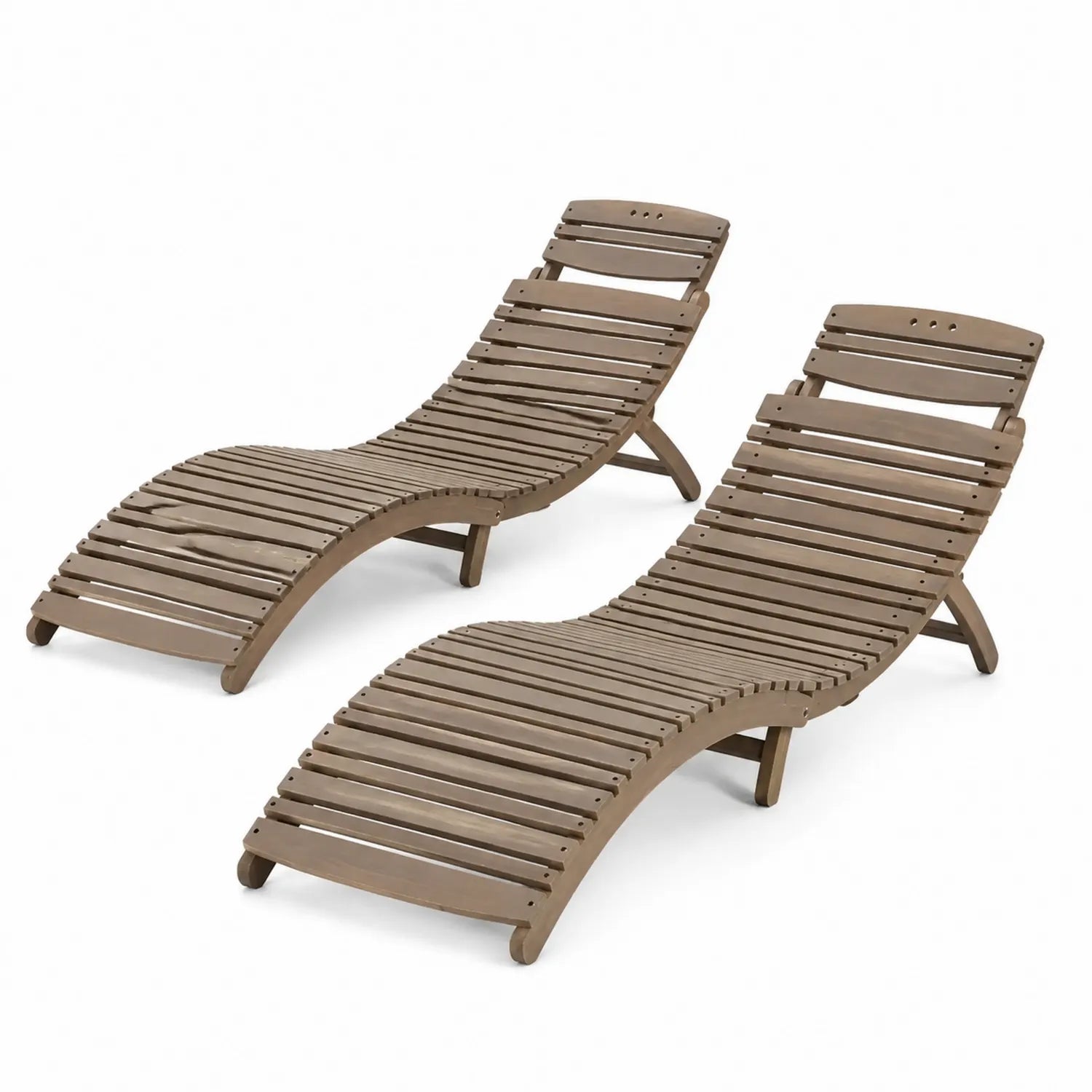 Lot de 2 chaises longues en bois pour l'extérieur