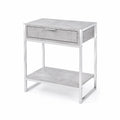 Table de chevet en bois avec cadre métallique argenté 40x30x60 cm gris