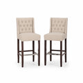 Tabourets de bar en bois et tissu beige lot de 2