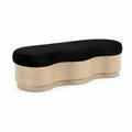 Banc en bois et velours Noir 140x40x45cm