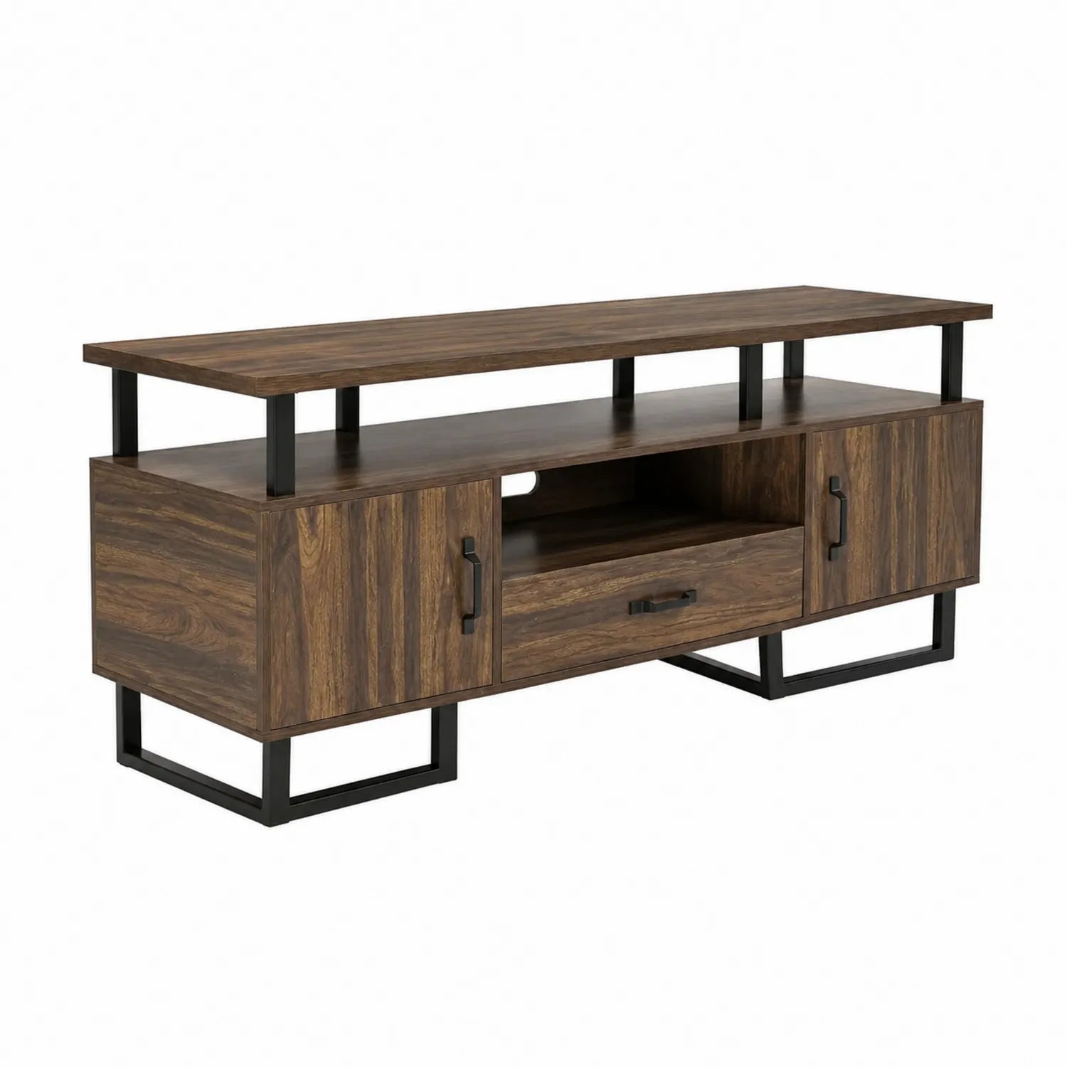 Meuble TV en Bois et Métal avec Étagère 150x40x50cm