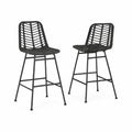 Lot de 2 chaises de bar en rotin avec structure en métal