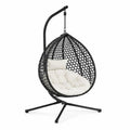 Fauteuil suspendu en résine Noire avec coussins Crème