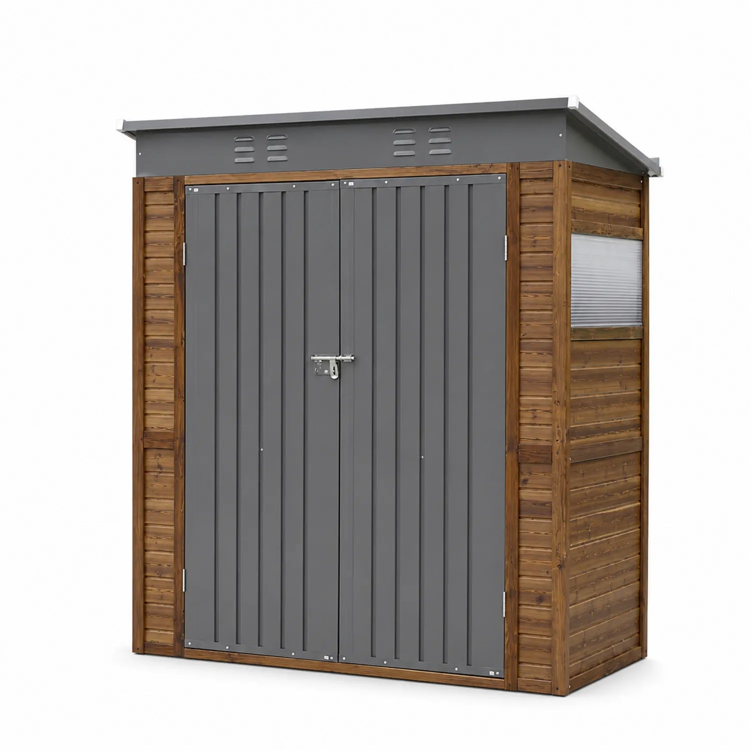 Abri de jardin en bois et métal 213x130x173cm Marron/Gris