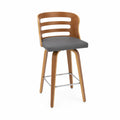 Tabouret de bar en bois et simili cuir pivotant Gris