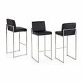 Set de 3 tabourets de bar en métal et simili cuir Noir