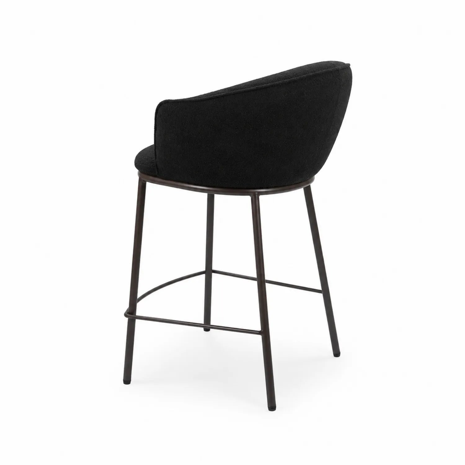 Tabouret de bar en tissu noir avec pieds en métal