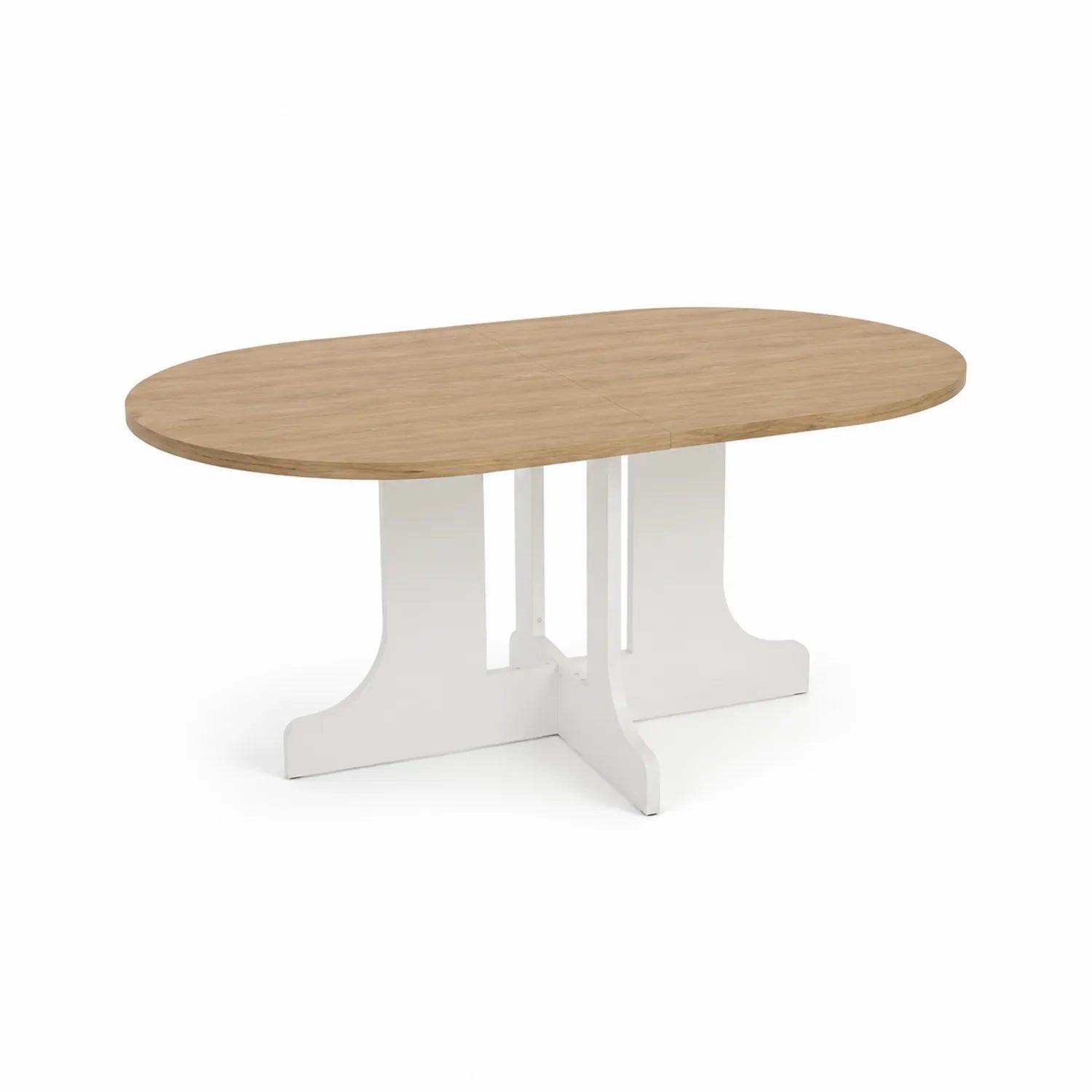 Table à manger ovale en bois et MDF blanc
