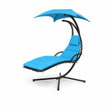Chaise Longue Suspendue Extérieur Métal avec Coussin en Polyester Bleu